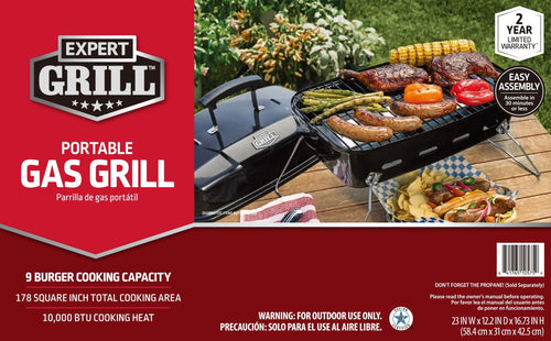 1-Burner Black Propane Gas 17.5 inch Grill, with Removable Lid